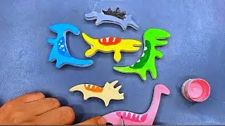 ASMR VIDEO | Painting Adorable Clay Dinosaur Cutouts Is Really FUN #asmr #asmrsounds #painting