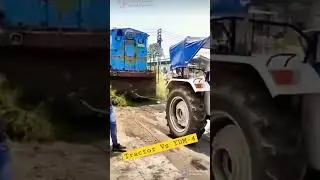 Tractor Vs Train 👌😊 #shorts