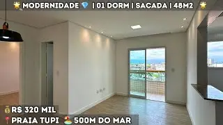 🌟Esse 01 Dormit&oacute;rio em Praia Grande Est&aacute; LINDOOOO e no Melhor Local da Praia Tupi 🏖️ Tour Completo🔥