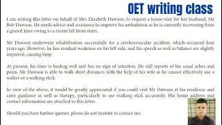 Bob Dawson OET letter - ✍🏻 writing class.