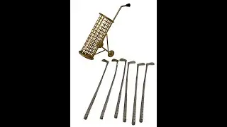 SOLD - Golf Club Cocktail Silver Color Swizzle Stir Sticks with Gold Colored Caddy