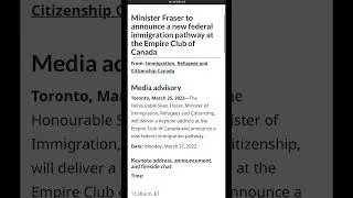 Canada Immigration News - New federal immigration pathway to be announced tomorrow 03/25 2023