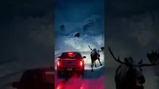 Moose Blocks Highway &mdash; Avalanche Ahead#Moose#Wildlife#TruckLife #AnimalInstinct #Shorts