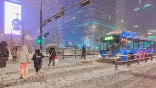 Snowy GWANGHWAMUN, Jan 23, 2026,  Heavy Snowfall in Seoul. 4K Seoul Korea Walk.