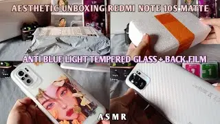 Redmi Note 10s Matte Anti Blue Light Tempered Glass + Back film Aesthetic Unboxing ( asmr )