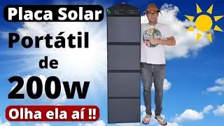 Placa Solar Portátil KROAK SP-06 200W  - 1.8 Metros Aberta ! Energia Solar