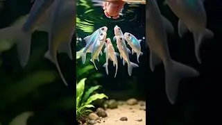 Congo Tetra School Fish Feeding ASMR | Relaxing Aquarium Sounds | Satisfying Short