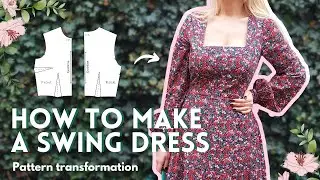 DIY: How to Make a Swing Midi Dress with Square Neckline and Bishop Sleeves | Sesala DIY