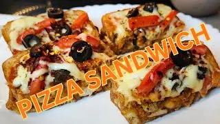 Pizza Sandwich Recipe | Cheesy Chicken Sandwich | Pizza Style Grilled Sandwich | Easy Snack Recipe