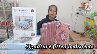Signature P. Cotton, King size Fitted bedsheet + 2 Pillow covers ☎️ 8076200812 & 9871383322