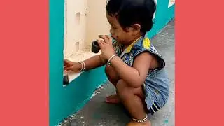 Nice vision  baby is playing  out door