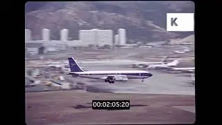 1960s Hong Kong, Boac Boeing 707 Landing, Kai Tak Airport, 35mm