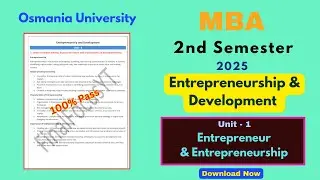 Entrepreneurship Development || MBA 2nd Semester | Unit-1 #ou #pdf  @FinalFocusYt 