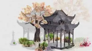 KARESANSUI Mini Chinese Pavilion - Fairy Garden Accessories, Aquarium Decor, Zen Garden Kit
