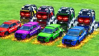 HAPPY COLOR VEHICLES  &ndash; TRANSPORTING POLICE CARS, COLORFUL CARS WITH TRUCK - Farming Simulator 22