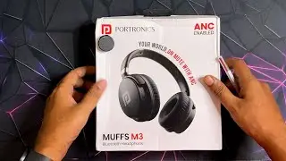 Распаковка Portronics Muffs M3 &ndash; беспроводные наушники с активным шумоподавлением (40 часов)