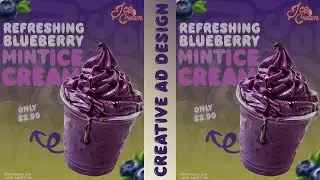 Photoshop Tutorial | Create a Viral Blueberry Ice-Cream Ad Poster