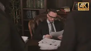 US Government Senior Official Reviews Documents in Formal Office Setting | 4K Stock Footage
