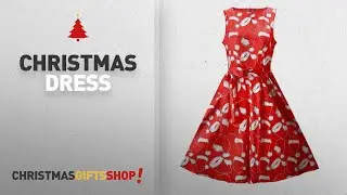 Top Christmas Dress Ideas: OUGES Women's Christmas Gifts Fit and Flare Cocktail Dress(Red Christmas