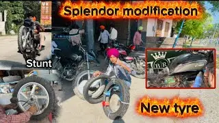 Splendor 110 no. Tyre 🛞 shopping //  race lag gyi  🚀  splendor modification  new model sticker