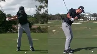 Collin Morikawa slow motion both angles