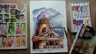 How To Draw Kedarnath Temple / Kedarnath Drawing With Watercolor / Kedarnath Temple Drawing Tutorial