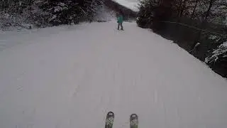 Skiing Camelback Mountain in the Poconos.  On the Birches and Meadows slopes, Green