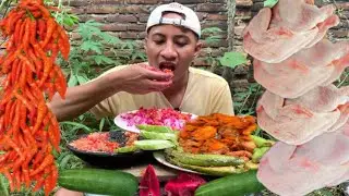 Hot🔥Nasi Buah Naga dengan AYAM KRIYUK ,TERONG GORENG ,Sambel HOT MONCROT #indonesianfood #viral