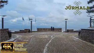 Jurmala. Resort city in Baltic states. Late autumn Walking tour 4K (60fps)