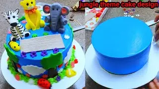 Jungle Theme Cake Design/Jungle Cake Design/Kids Birthday Cake/Animal Theme Cake Design 