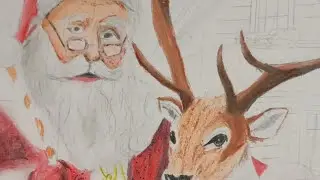 Paint With Me - Christmas Day Drawing, Santa Claus Drawing, Acrylic Painting 🎅🎄