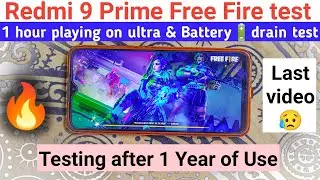 Redmi 9 prime Free Fire test after 1 year of use😳 Battery drain test | Last video 😥