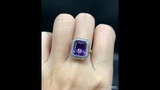 14ct Emerald Cut Amethyst Cocktail Ring in Gold for Women