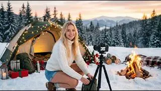 Magical New Year's Setup | Solo Camp in the Snow