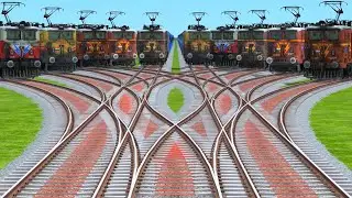 ALL REALISTIC ELECTRIC TRAINS CROSSING FOR CURVED BRANCHED RAILROAD TRACKS|| trains Crossing 