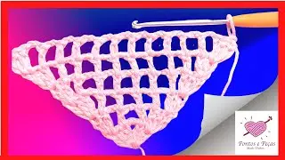 Triângulo de crochê ponto grade / triangulo de croche ponto tela  modelo 2/ meio square Marly Thibes