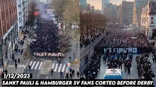 SANKT PAULI & HAMBURGER SV FANS CORTEO BEFORE DERBY || Sankt Pauli vs Hamburger SV 1/12/2023