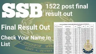 SSB TRADESMAN FINAL RESULT OUT || SSB CT TRADESMAN 1522 POST || 💥💥