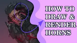 How to draw HORNS ?! | Digital Painting Tutorial | Rendering Dark Final Fantasy Horns!