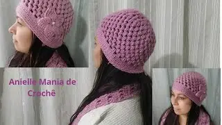 CROCHÊ - TOUCA FEMININA ADULTO EM CROCHÊ...