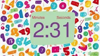 5 Minute Timer Colorful Math - No Music No Alarm - Countdown with Minute & Second Labels