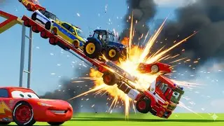 EXTREME OBSTACLE & CRASH! TRANSPORTING FIRE FIGHTER & POLICE CARS with MAN TRUCK & TRAILER 🚒🚓 | FS25
