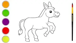 Donkey Drawing and Colouring for Kids | Easy Animal Drawing | Toyshala 