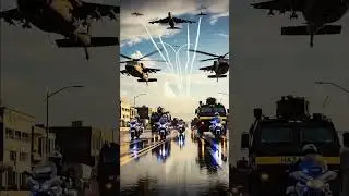 Helicopters, jets, and police escort dominate the skies #military #shorts #helicopters #mustwatch