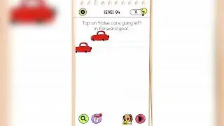 Brain Test All-Star: IQ Boost Level 94 Top on 5 blue cars going left in forward gear.