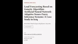 Load Forecasting Based on Genetic Algorithm&ndash;Artificial Neural Network-Adaptive Neuro-... | RTCL.TV