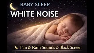 Baby White Noise 🌙 Black Screen | Fan & Rain Sounds