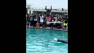 Rick Ross Knees Go Out Trying To Dive Into Pool!