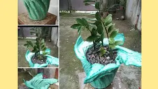 DIY cement pot #diycementpot #cementideas #towelpot