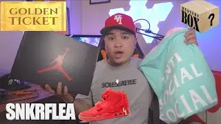 SNKRFLEA MYSTERY BOX! DID I WIN THE GOLDEN TICKET? JORDAN 5 ALTERNATE GRAPE UNBOXING